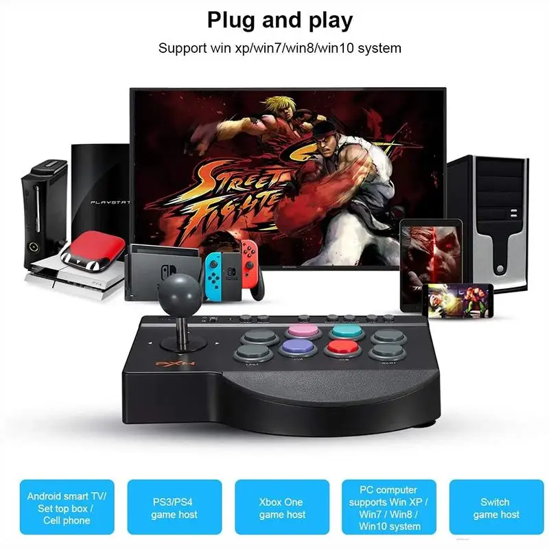 

Джойстик для ПК PS4, контроллер для PS3/Xbox One/Nintendo Switch, аркадная боевая игра, боевой джойстик PXN 0082 USB, уличный истребитель