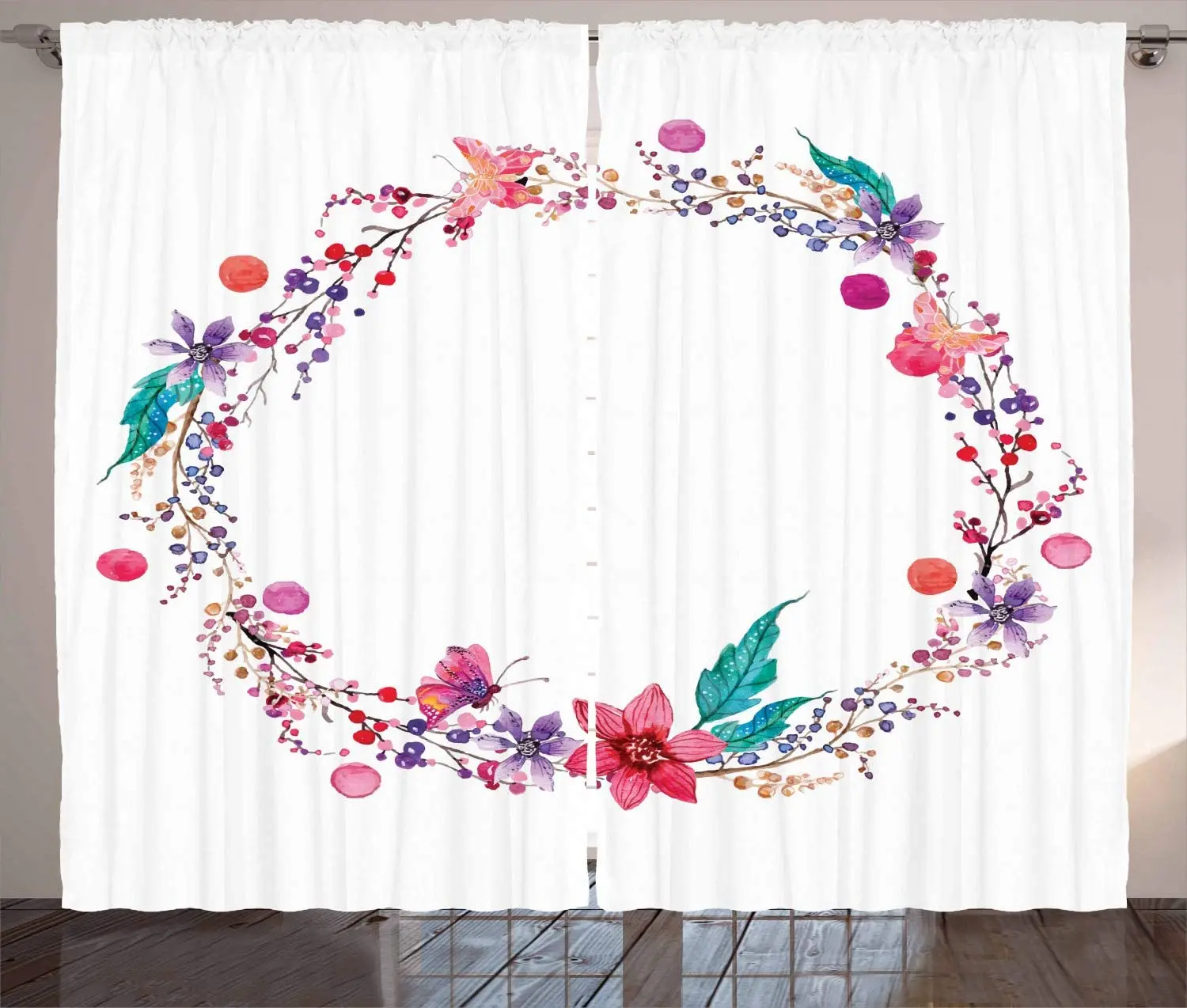 Акварельные цветочные шторы цветочный венок иллюстрация с дикими цветами