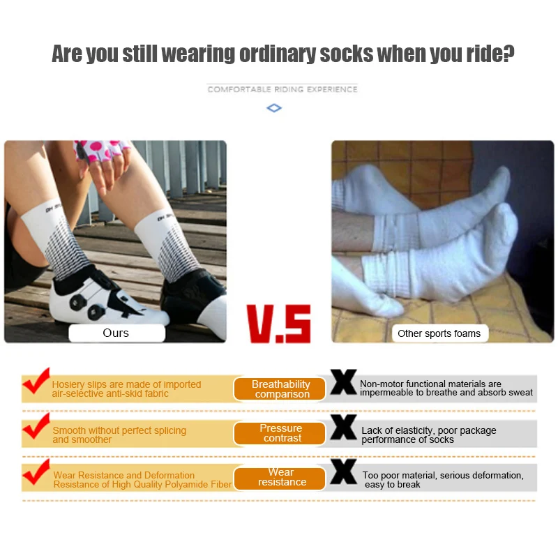 

Sports Socks Professional Bicycle Running Hiking Breathable Wear Men and Women in the Tube Sports Riding Socks WHShoppin