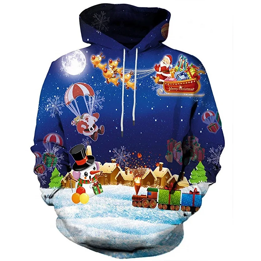 

Christmas hot style 3D digital printing trendy men's hooded pullover sweater jacket anime hoodie lounge wear