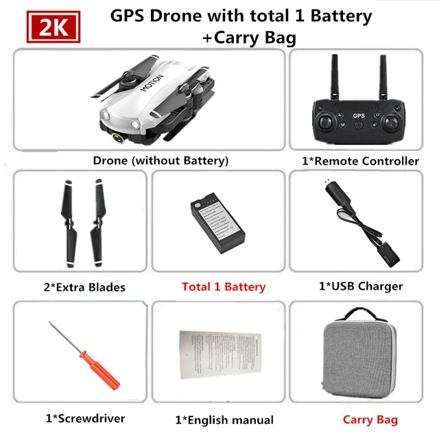 HYR10 Дрон GPS 5G WiFi Регулируемая 2K камера селфи-Квадрокоптер RC более низкая мощность возврат Безголовый режим FPV Дроны с камерой HD - Цвет: White bag 1 battery