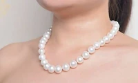 huge 188 9mm natural south sea genuine white round pearl necklace er83aa