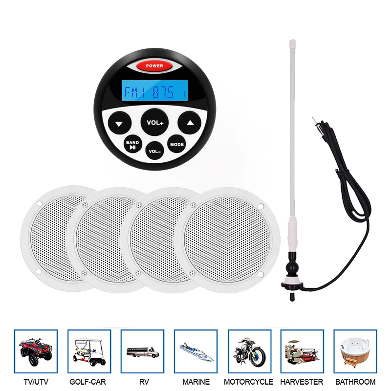 Морская стерео Лодка аудио Bluetooth радио Автомобильный MP3 плеер для мотоцикла ATV UTV +