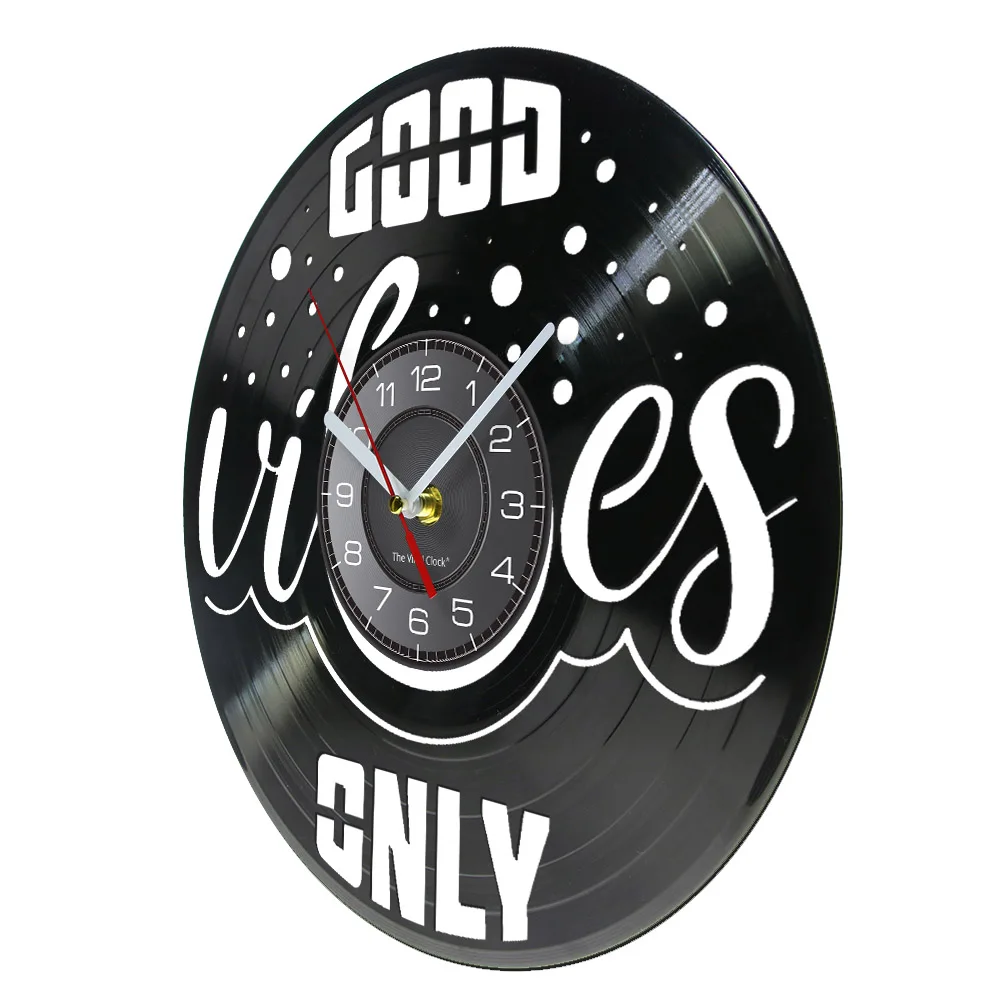 Настенные часы Good Vibes Only с виниловой пластиной настенные позитивными цитатами