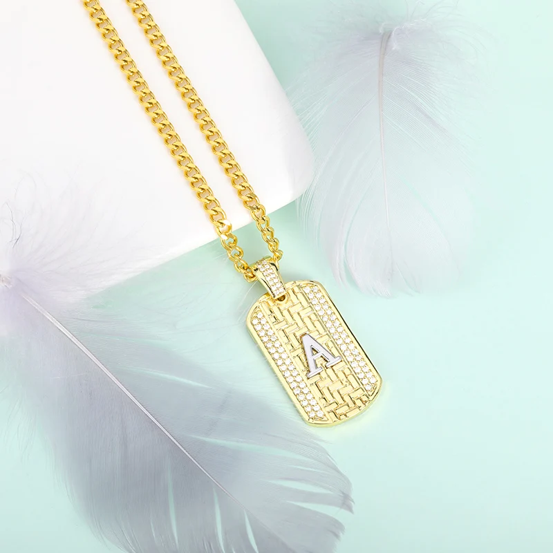 

Gold Pendant Silver color Letter Necklace Stainless Steel Cuban Chain Two-color Metal Initial Necklaces For Women Men Jewelry
