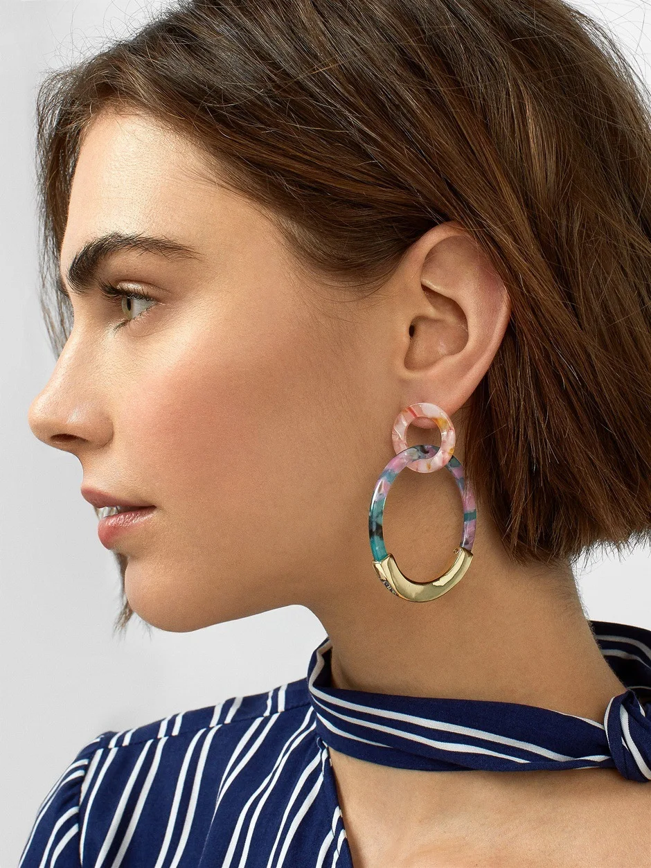 Женские акриловые серьги большие круглые сережки из ацетатного сплава