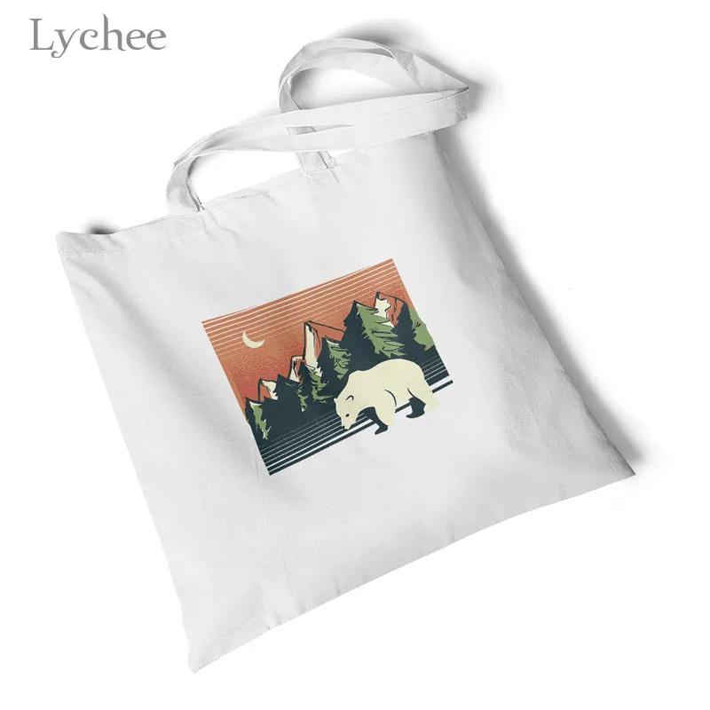 Polar bear landscape Lychee Harajuku Liverpool Nashville Женская Холщовая Сумка с принтом Большая складная сумка для покупок оригинальная дорожная сумка на плечо - Цвет: Polar bear landscape