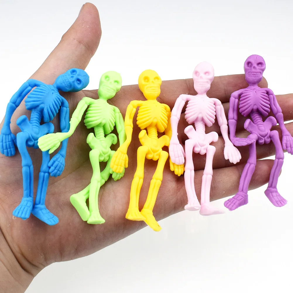 

10Pcs Soft Mini Skeleton Model Anti-stress Decorative Toy Halloween Party Favors Squeeze Stress Relief Toy Kid gift