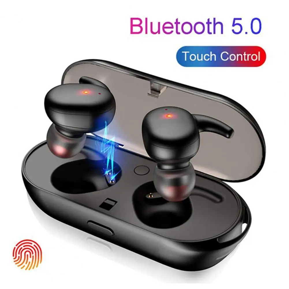 

TWS Bluetooth Headset 5.0 Touch Sports Ear Plugs Waterproof Mini Simple Music Earphone with Charging Compartment