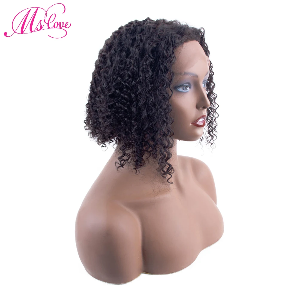 

Кудрявые вьющиеся человеческие волосы парик 13*2 дюйма кружевные передние парики для женщин боб парик естественного цвета бразильские волос...