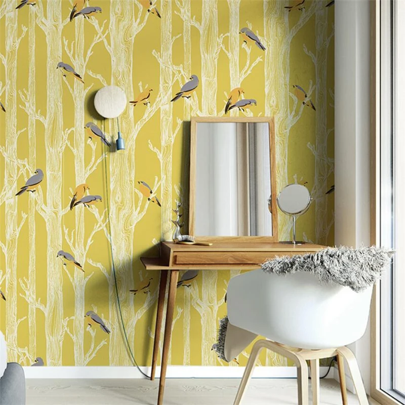 Обои в скандинавском стиле с цветами и птицами современные минималистичные не