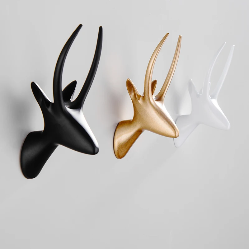 Однотонные голова антилопы Крючки для пальто настенный крючок полотенец