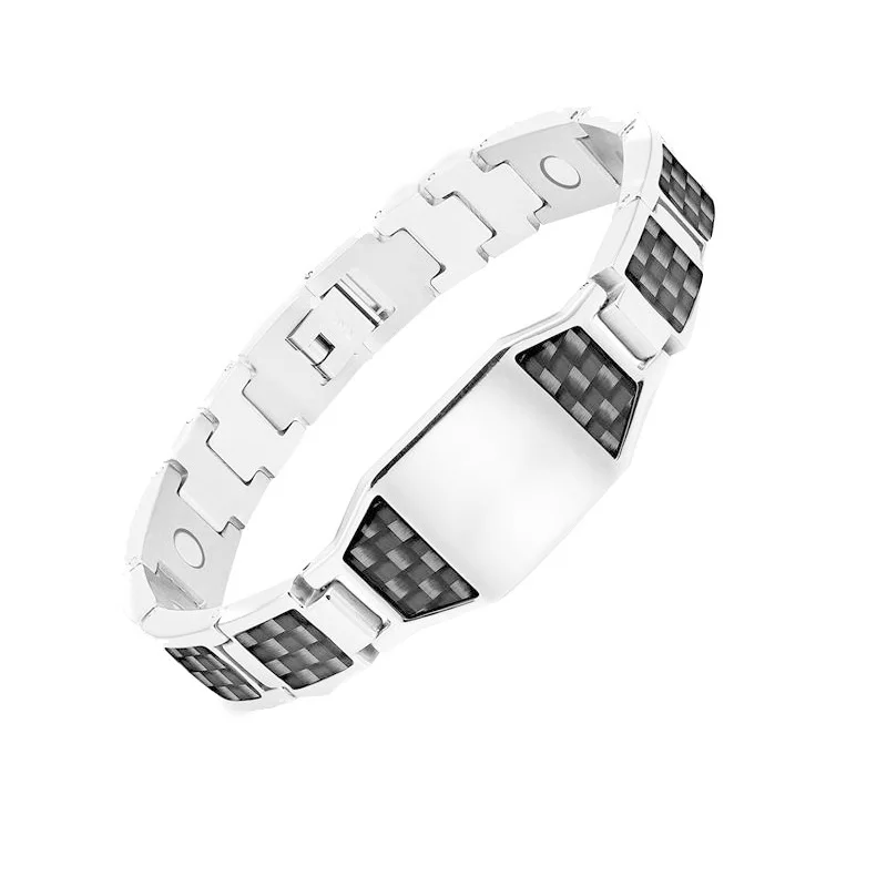 Браслет мужской из углеродного волокна и нержавеющей стали для магнитной