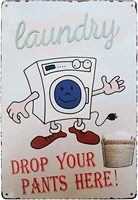 laundry drop your pants here vintage metal tin sign laundry room decor bathroom wash room signs country home decor