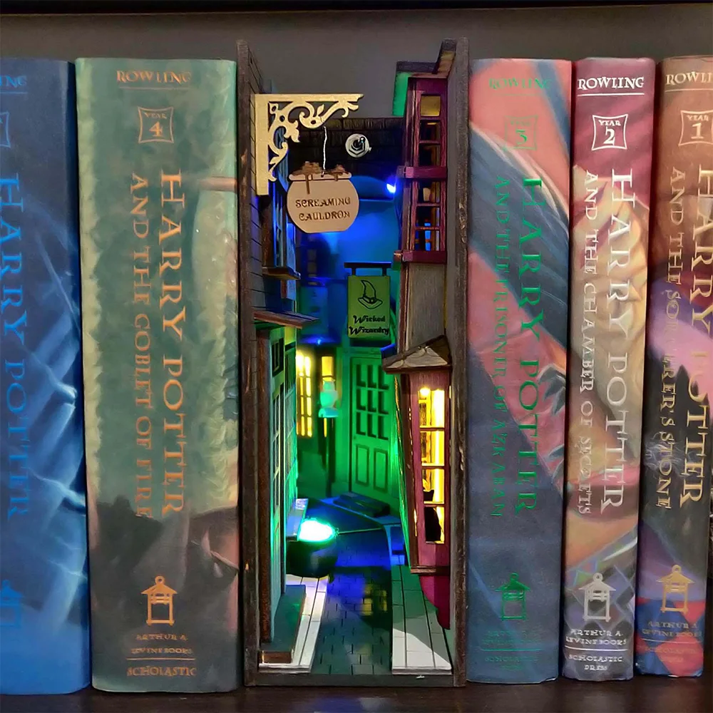 

Книжная полка-НУК, подставка для книжного блока, кукольный домик с мебелью, Roombox, книжные концы, модель, набор для строительства, деревянная к...