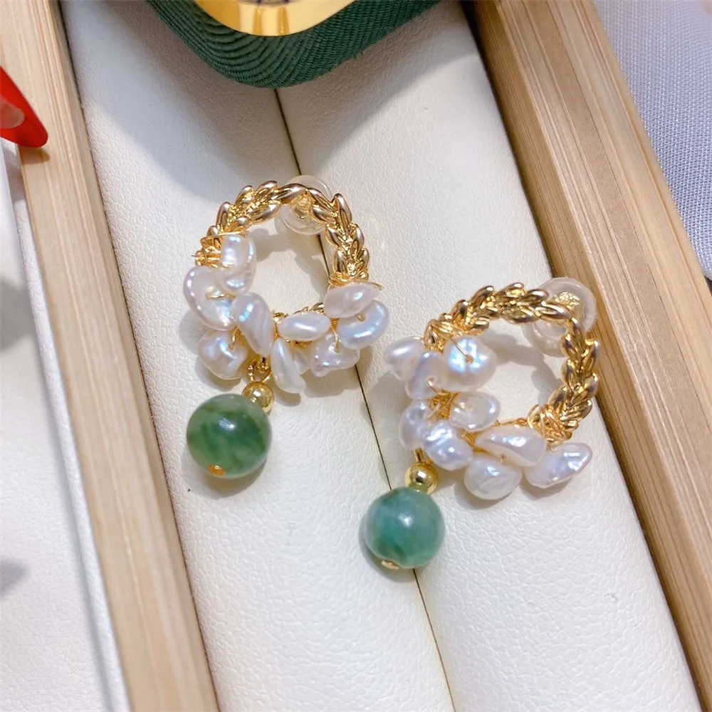 Роскошный светильник ручной работы серьги из натурального Изумрудного жемчуга