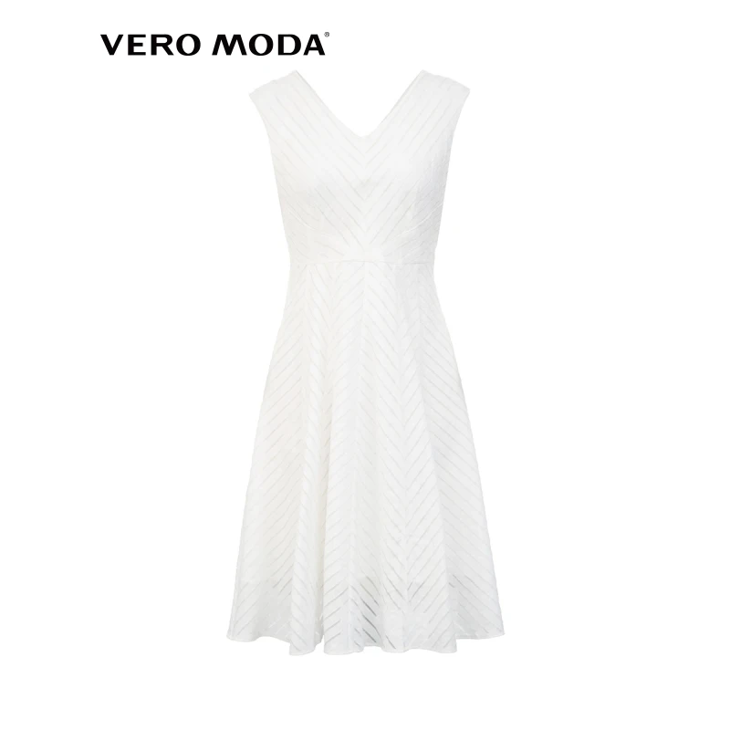 

Vero Moda Women Office V-Neck Waist Stripe Perspective Fabric Sleeveless Dress | 32027A514