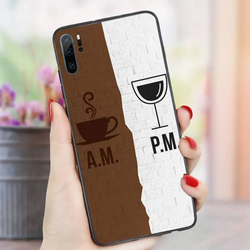 

Coffee Wine Cup pattern Phone Case For Huawei honor Mate P 10 20 30 40 i 9 8 pro x Lite smart 2019 nova 5t