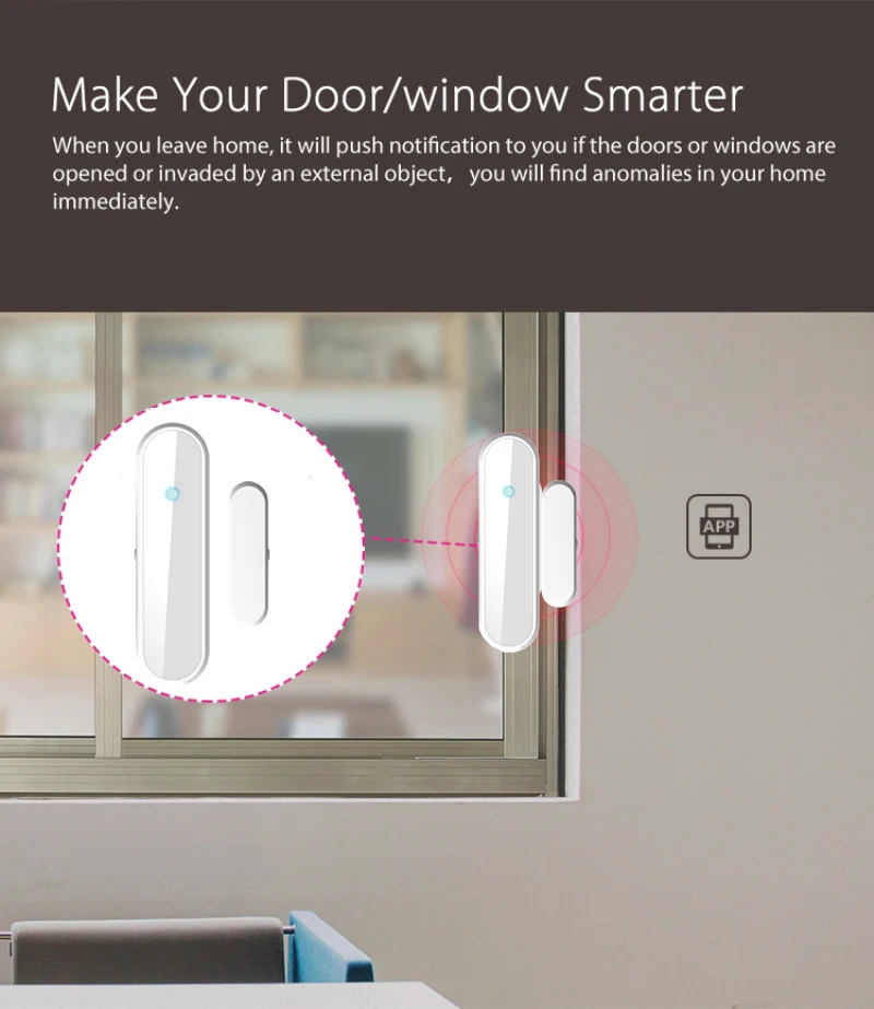 

Tuya Smart WiFi Door Sensor Window Sensor Door Magnetic Alarm Detector Independent Magnetic Door Window Sensor