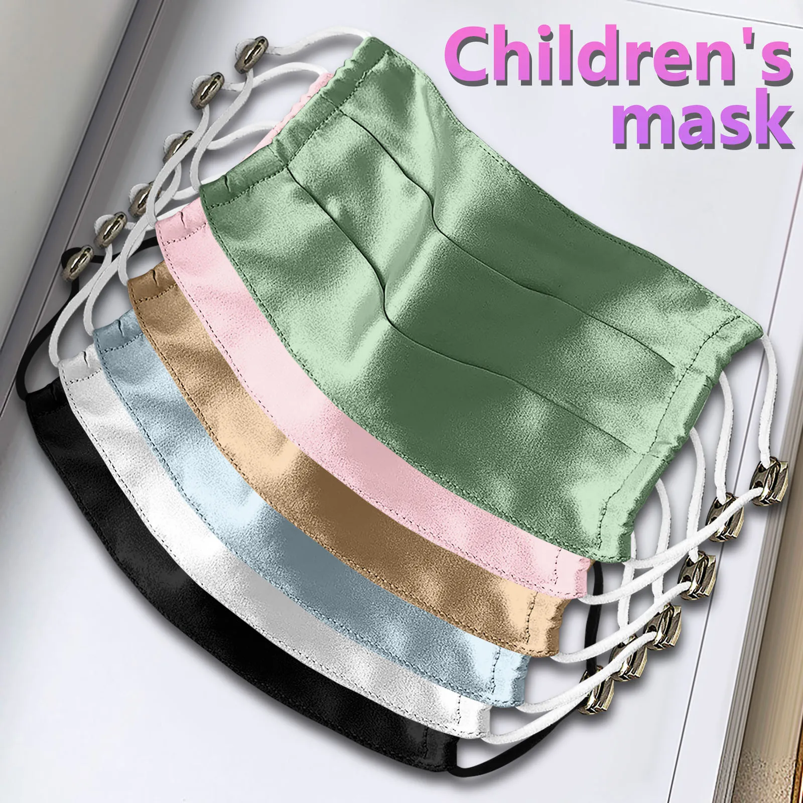 

children Silk Mask For Face Kids Girls Facial cover Adjustable Bandage Washable Reuse Mouth Maske Dropshipping