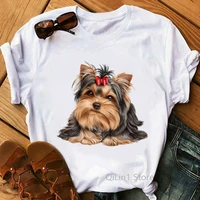 vintage yorkies mom t shirt women summer top female t shirt femme white graphic tees casual short sleeve tshirts dog lover gift