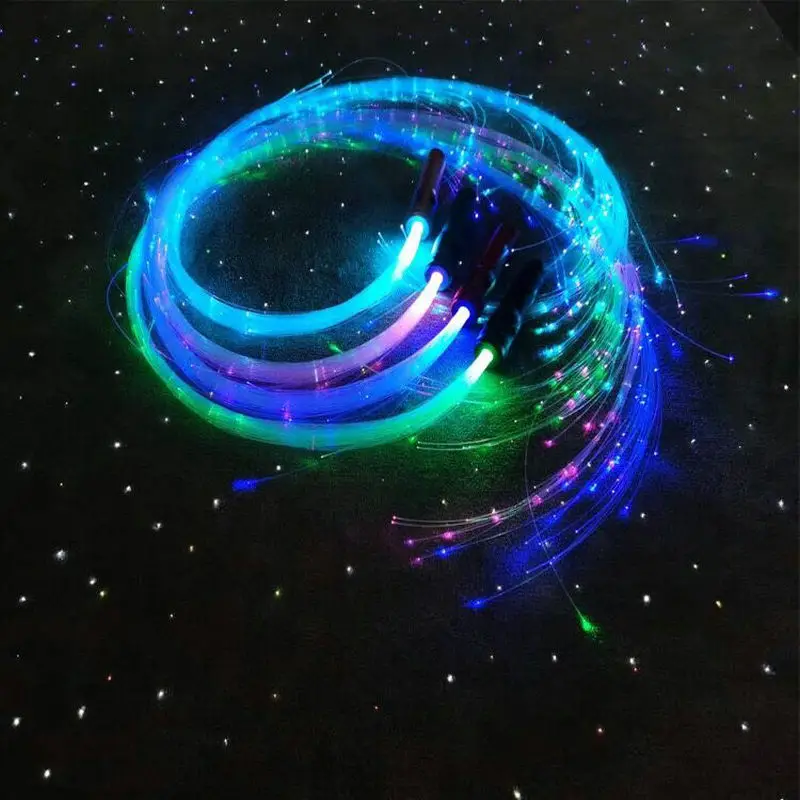 USB Перезаряжаемый RGB светодиодный волоконно-оптический кнут светящиеся кнуты