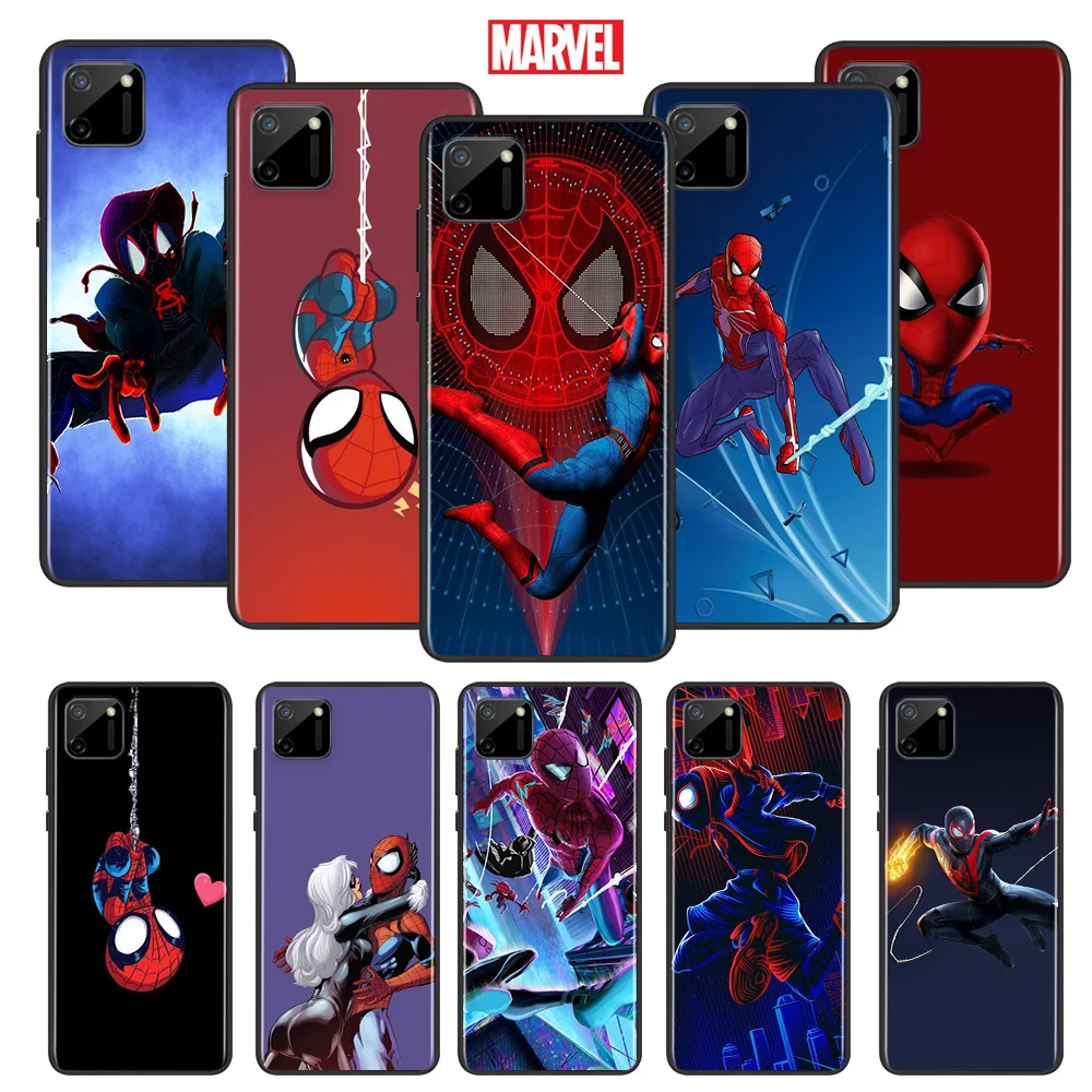 

Marvel Spider Man For OPPO Realme 2 3 3i 5 5S 5i 6 6S 6i 7 7i Narzo 10 20 Pro Global Silicone Soft TPU Black Phone Case