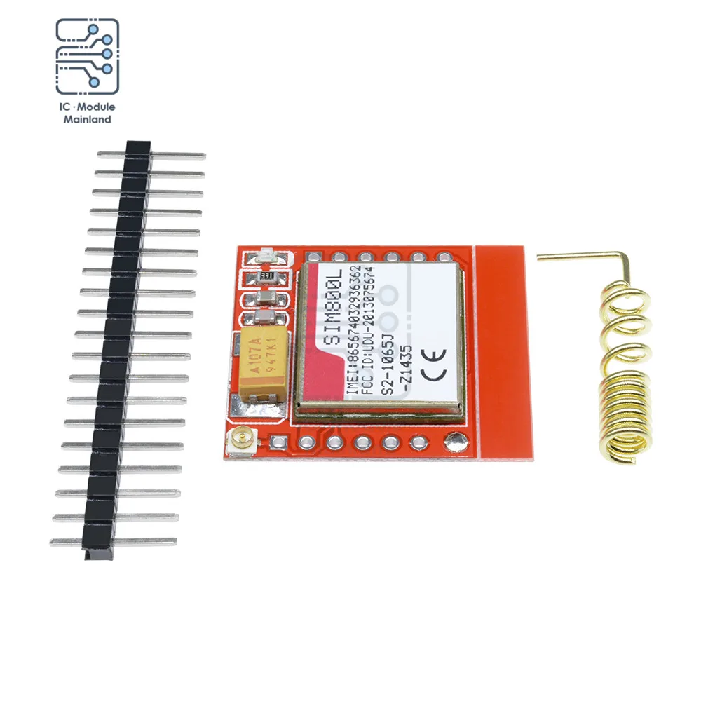 3.7V-4.2V Mini SIM800L GPRS GSM Module MicroSIM Card Core Board Quad-band TTL Serial Port C52 SIM800 + Spring Antenna Pin Header |
