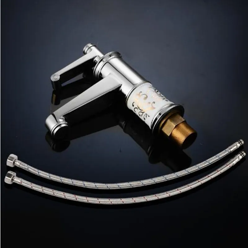 Смесители для раковины из латуни в стиле ретро и фарфора с алмазным украшением