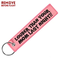 remove before flight chain keychain keyring for motorcycles and cars key tag launch key chain bijoux embroidery key fobs