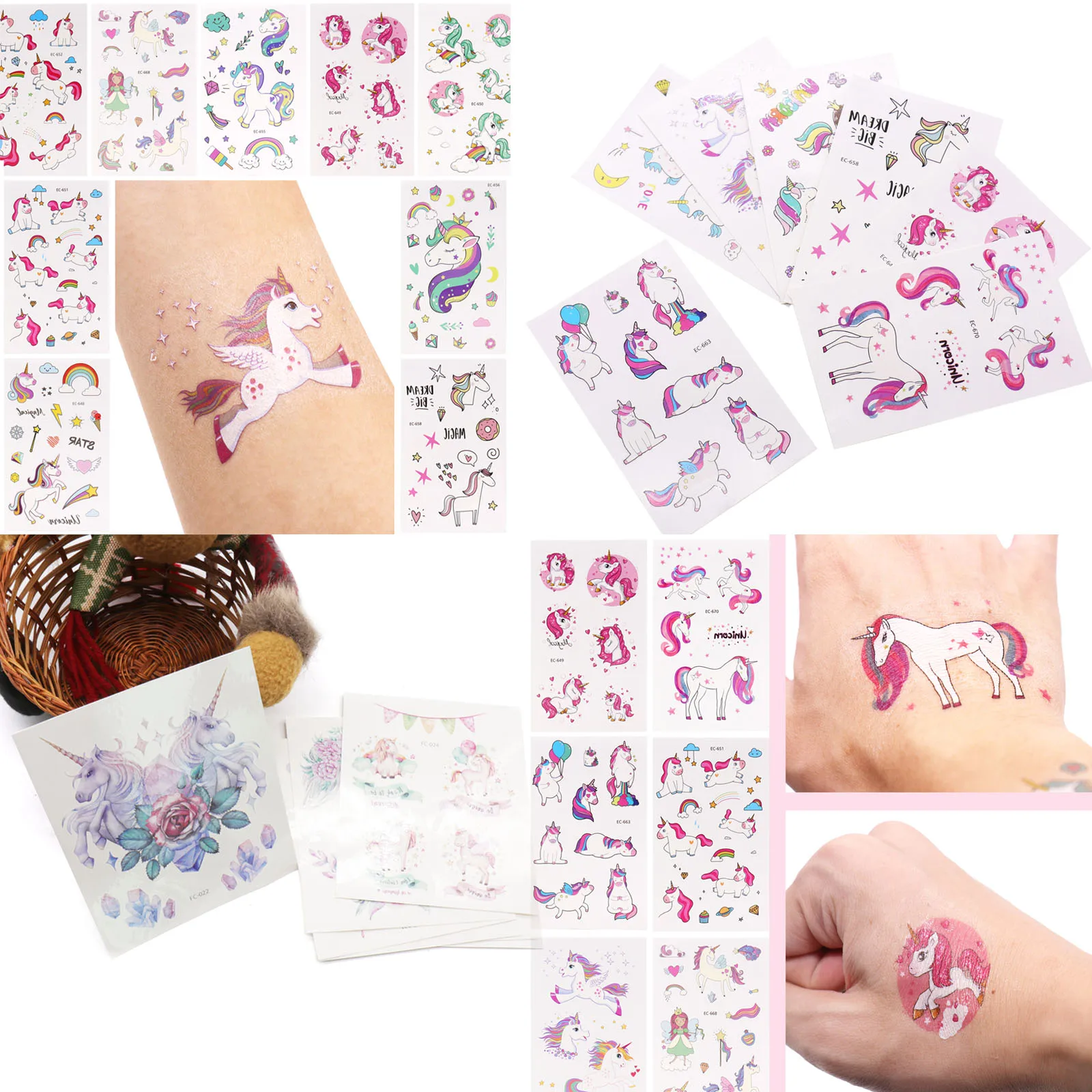 1 шт. водостойкая Временная тату наклейка в виде единорога фламинго|Украшения