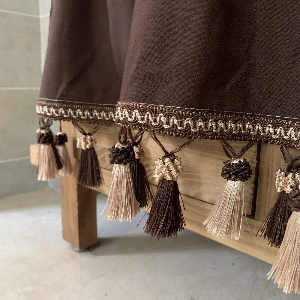 japan style retro bamboo cotton cloth half curtains pendant tassel hem tulle short curtain for bar kitchen cabinet door yb 42 free global shipping