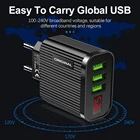 Прочное зарядное устройство с цифровым дисплеем и 3 USB-портами для смартфонов и планшетов 3A, многофункциональное настенное зарядное устройство USB-адаптер