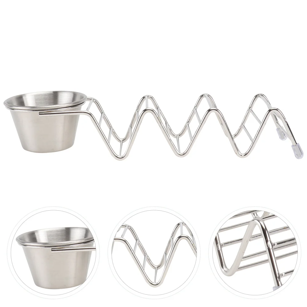 

1Pc Stainless Pancake Holder Household Baking Taco Stand with Cup (Silver)