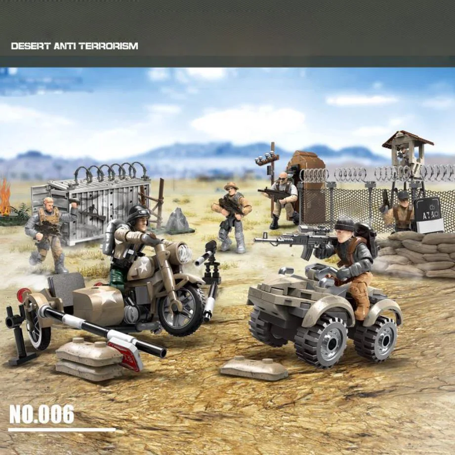 4в1 Современная военная база Силы борьбы с терроризмом Строительные кирпичи Армейские фигуры Оружие Транспортное средство Игрушка-конструктор Mega Block для мальчиков Подарки.