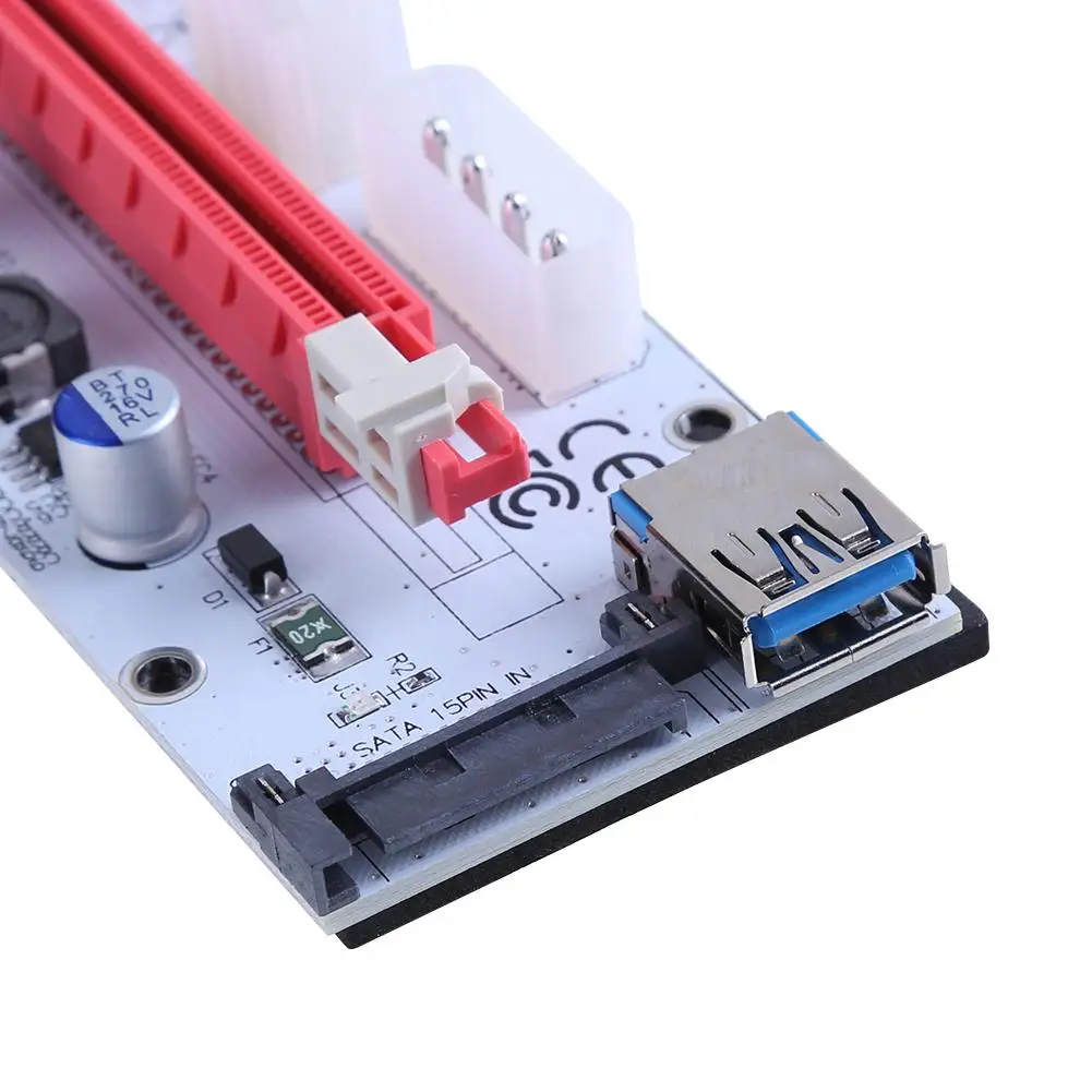 

6Pcs USB 3.0 PCI-E Riser Express 1X 4X 8X 16X Extender Riser Card Adapter SATA 15pin to 6 pin Power Cable For BTC Mining Miner