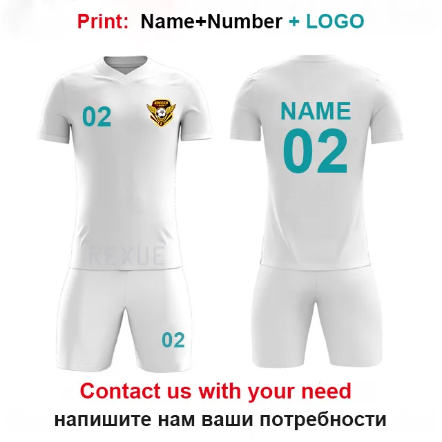 name number logo 2 фото Футбольная форма наборы для взрослых индивидуальные футбольные майки для мужчин Командные комплекты рубашка и шорты принт имя номер логотип - Цвет: name number logo