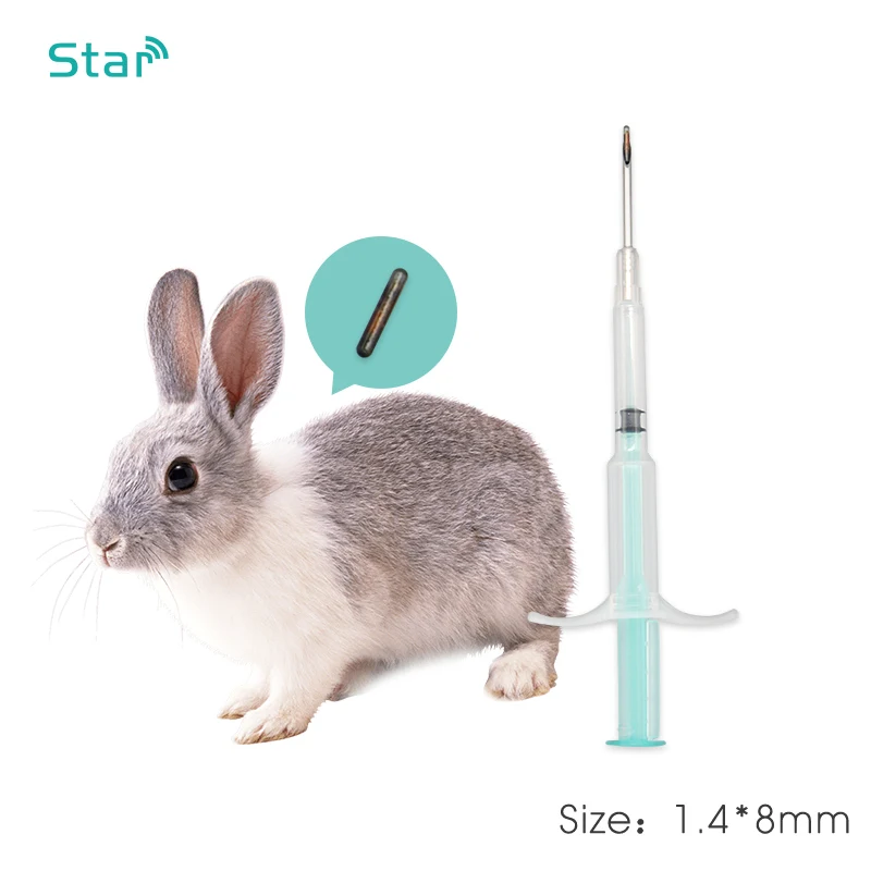 (20pcs) 1.4*8mm 134.2khz Pet Microchips Disposable Animal chip Fdx-b pig Syringe Pet ID injector syringe needle for dog cat cow