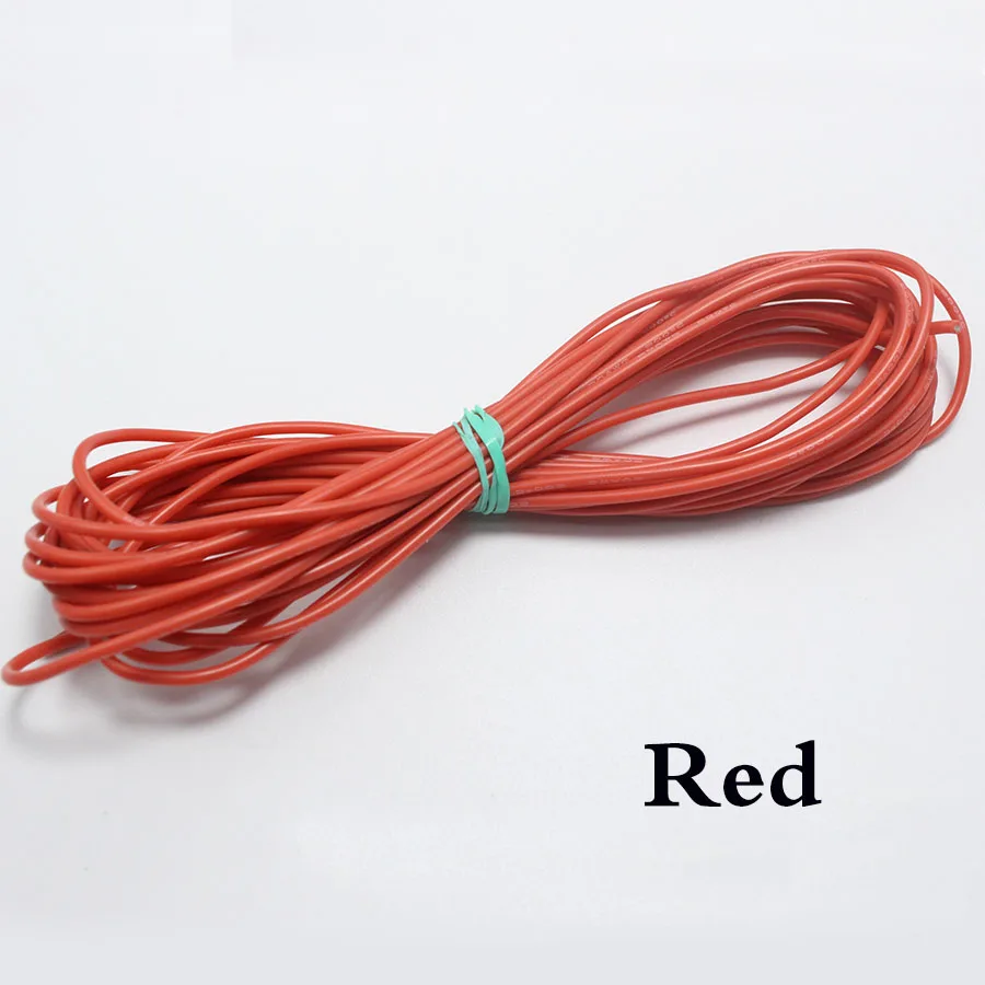 10meter/lot Special soft high temperature silicone wire 8 10 12 13 14 16 17 18 20 22 24 26 28 30AWG (5m red and 5m black) color |