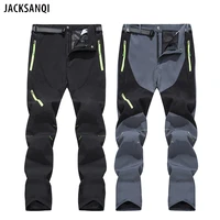 jacksanqi summer men splicing stretch pants outdoor sports hiking breathable thin pant trekking fishing camping trousers ra494