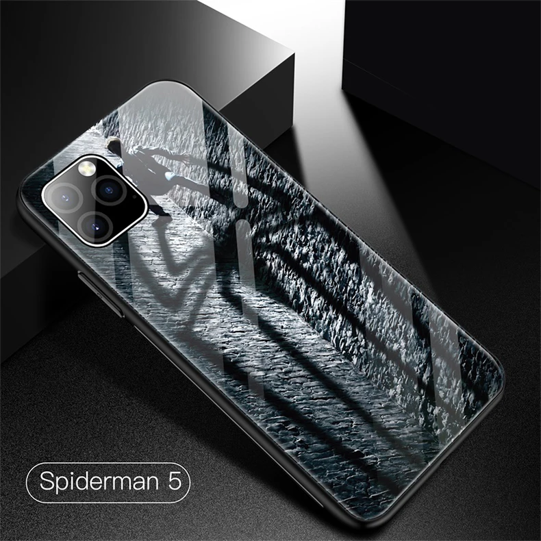 Чехол из закаленного стекла для телефона Marvel с человеком-пауком для iPhone 11 Pro Max XSmax XR XS X 8 7 6s 6 Plus, роскошный защитный чехол