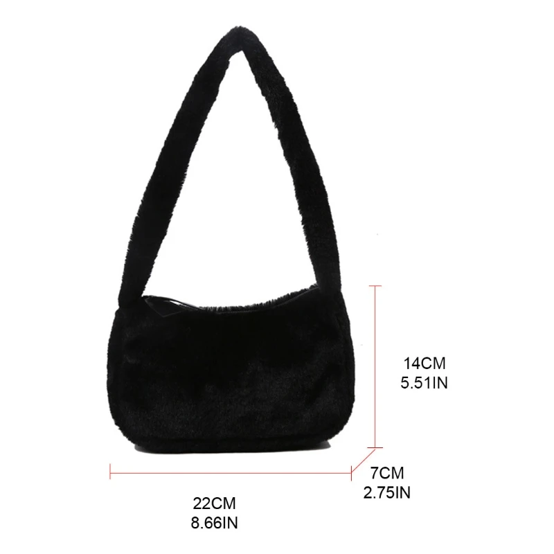 

Shoulder Underarm Bag Women Plush Soft Autumn Winter Fashion Fluffy Female Tote Handbag