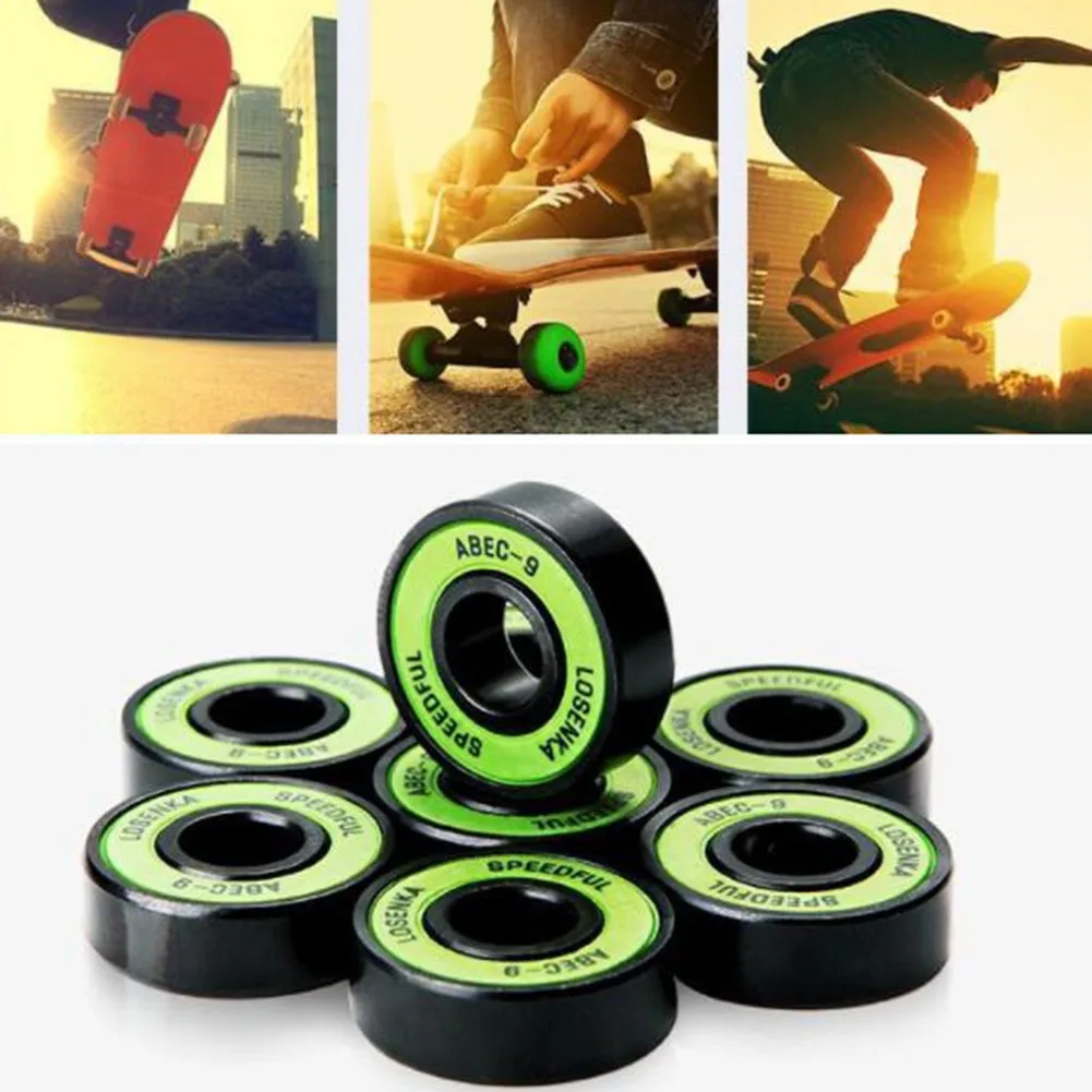 

8Pcs ABEC-9 Skateboard Rotate Speed Bearing With Sleeve Skateboard Longboard Bearings Parts Inline Skate Speed Kit Accessories
