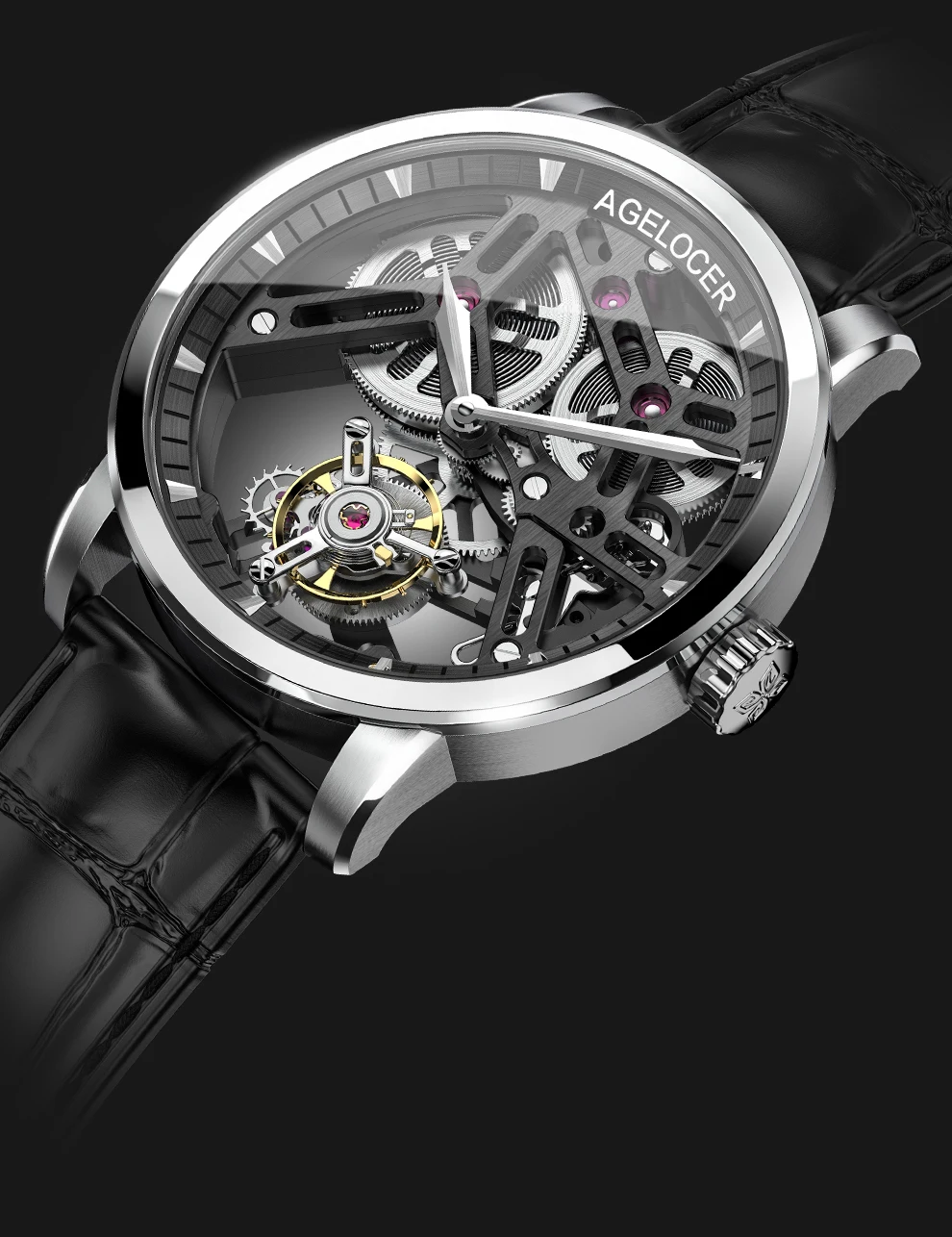 AGELOCER швейцарские Tourbillon часы для мужчин сапфировый синий Скелет циферблат лучший бренд класса люкс механические ручной ветер для мужчин s Tourbillon часы