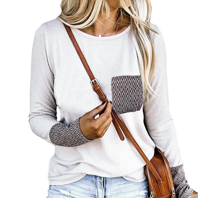 Лоскутная Повседневная модная женская рубашка с длинным рукавом Осень 2020