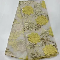 latest african brocade jacquard fabric 2021 nigerian damask lace cloth floral material tissu tela africaine sewing dress akm4931