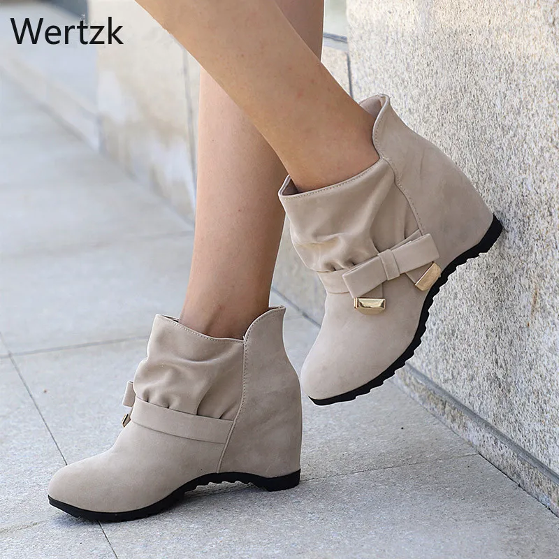Женские осенние ботильоны женская обувь увеличивающая рост повседневная с
