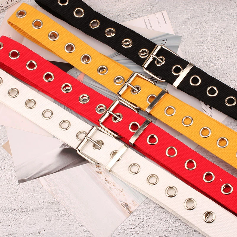 

Mens Adjustable Unisex Canvas Belts for Women Man Metal Eyelet Aesthetic Long Waistband Students Ceinture cinturones para mujer