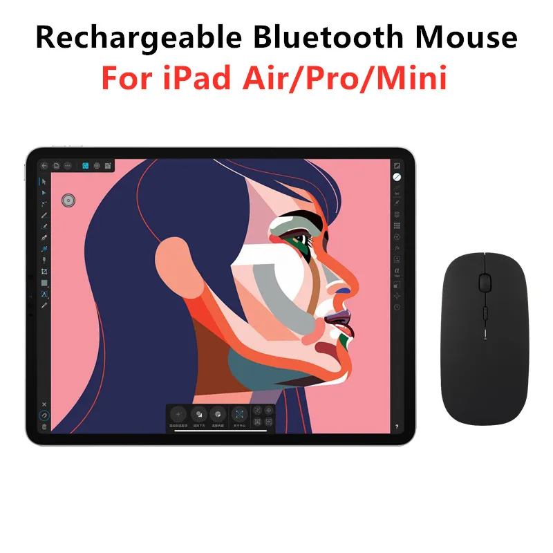 Bluetooth мышь для iPad 10 2 &quotPro11 Pro12.9 Air3 mini 5 4 планшет перезаряжаемая Бесшумная