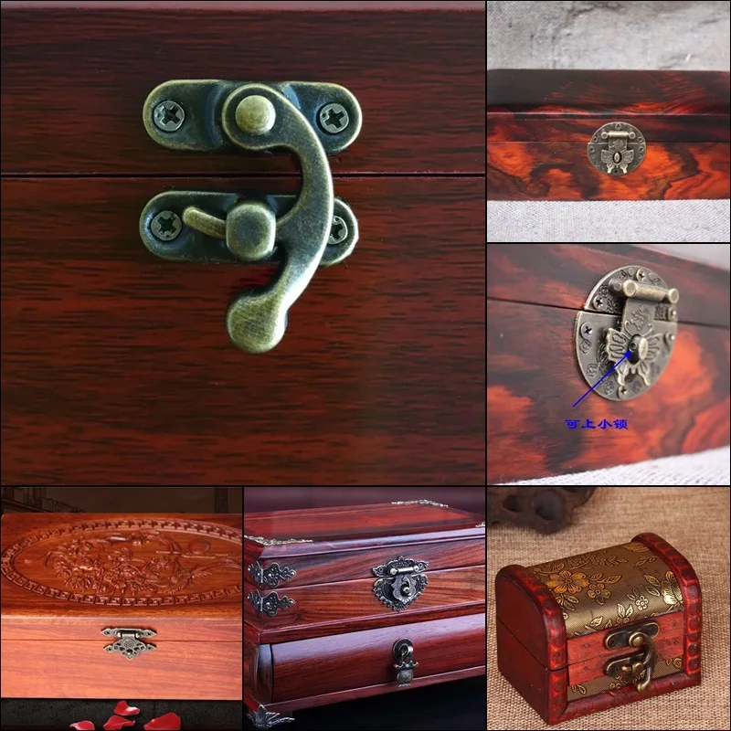 Античный латунный Деревянный чехол застежка винтажный стиль Декоративные